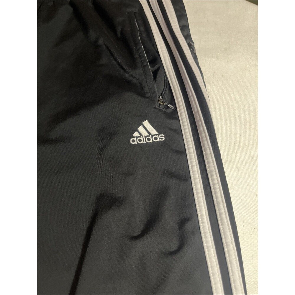 Vintage 90s Adidas Break Away Snap Pants Large Black Basketball Straight Leg - Picture 3 of 8